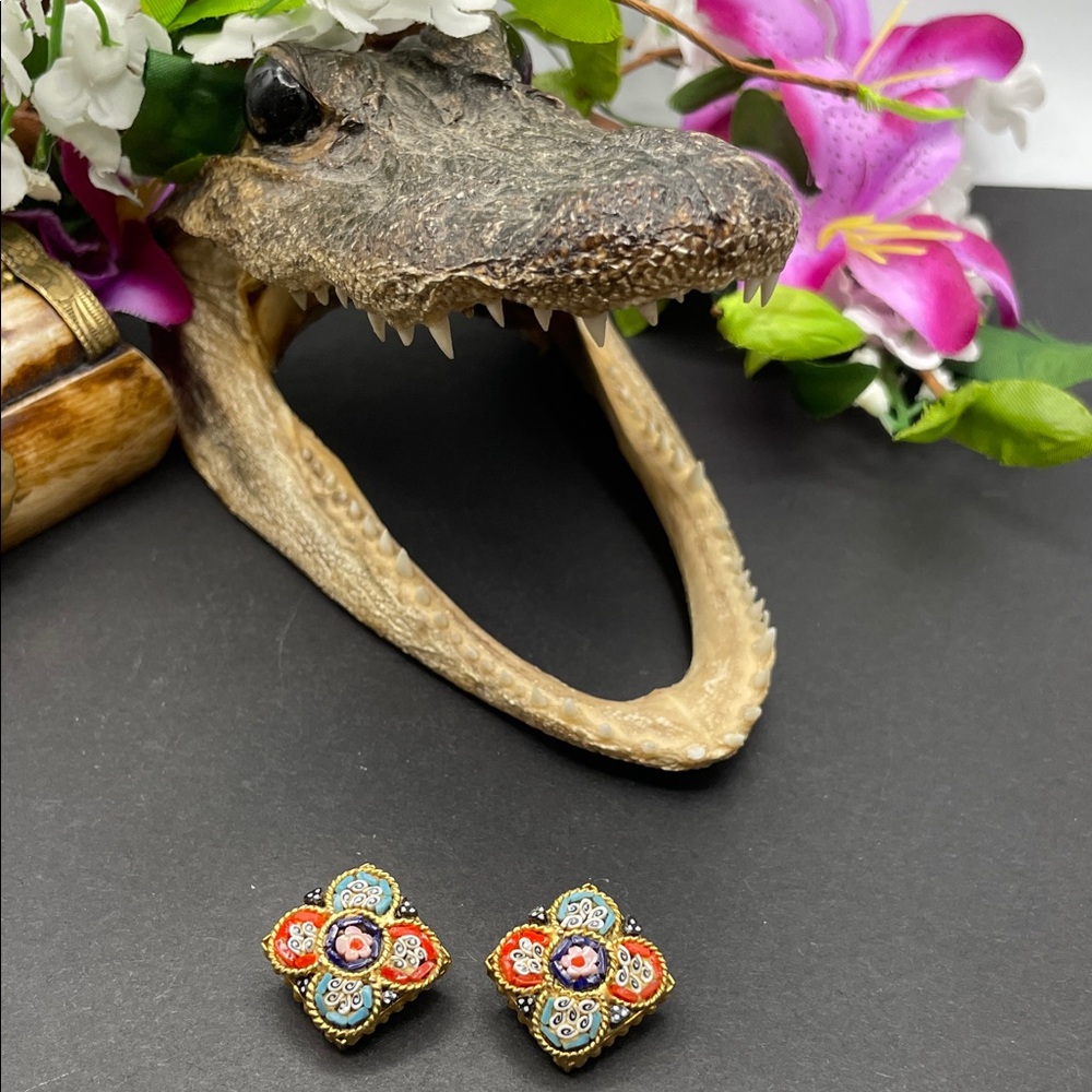 Mosaic clip earrings vintage